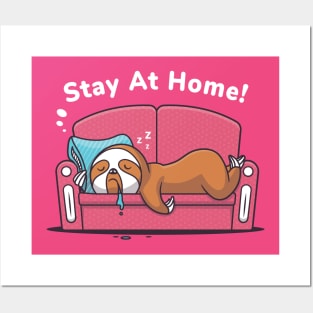 Stay At Home - Lazy Sloth Posters and Art